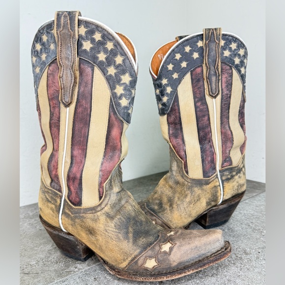 Dan Post Shoes - DAN POST DP3586 Liberty American Flag cowgirl western boots snip toe sz 6.5